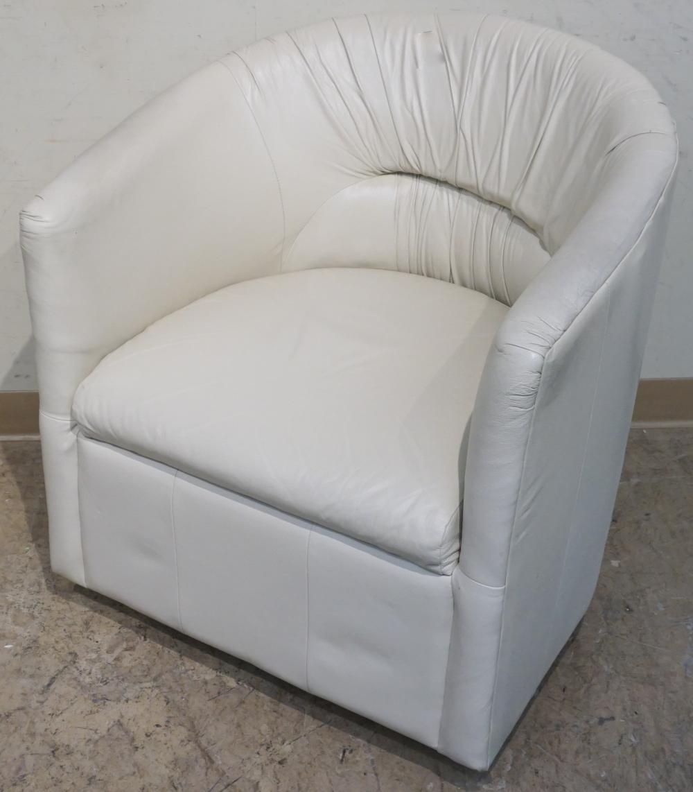 Appraisal: Leather Upholstered Swivel Armchair Height in cm