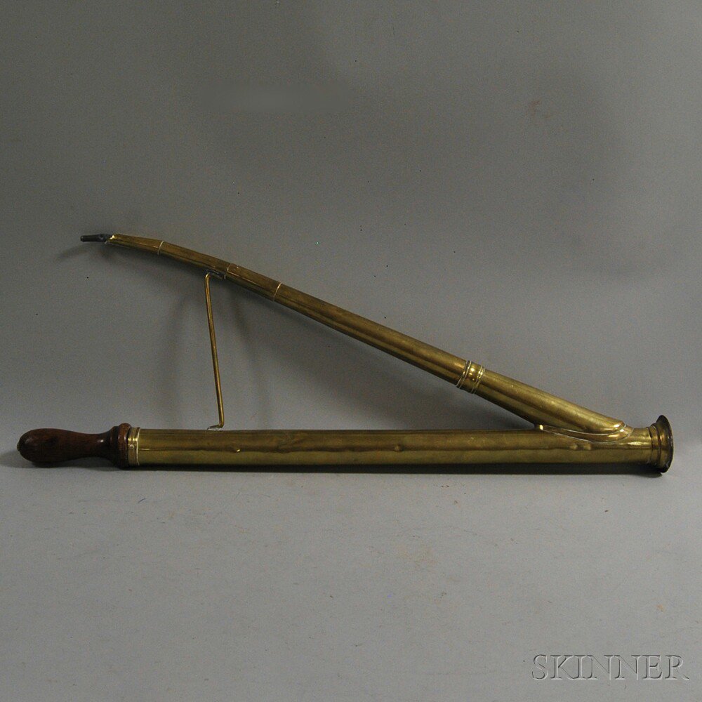 Appraisal: Victorian Wood-handled Brass Pumping Tool with turned wooden handle and