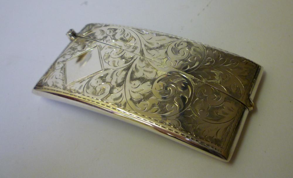 Appraisal: A SILVER CARD CASE maker Moss Harris Marks Birmingham of