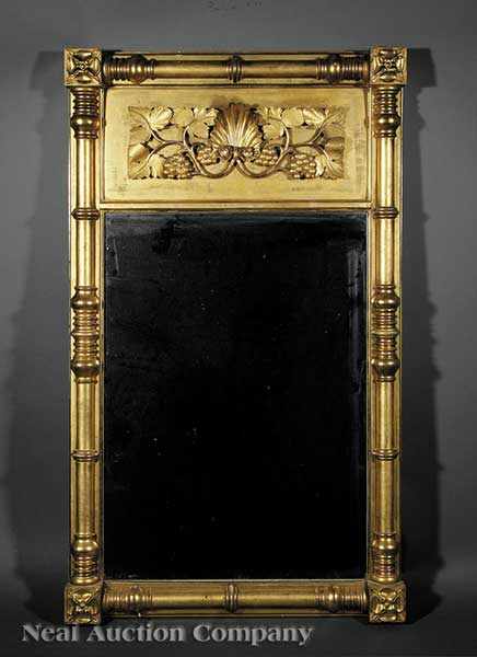 Appraisal: An American Classical Carved and Gilded Pier Mirror early th