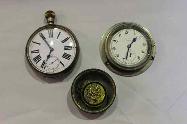 Appraisal: A GOLIATH SILVER PLATED POCKET WATCH with enamel dial together