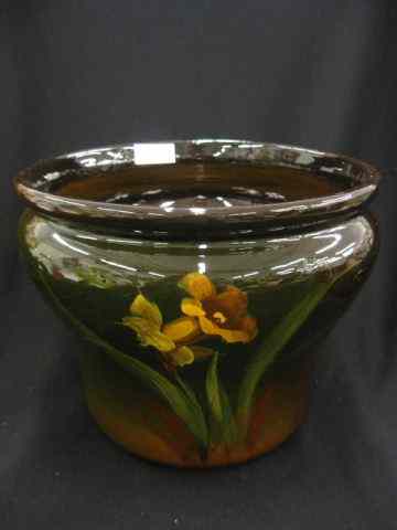 Appraisal: Art Pottery Jardineire handpainted floral standard glaze Louwelsa type attributed