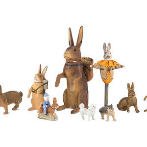 Appraisal: A Collection of German Papier-M ch Easter Bunnies and Other