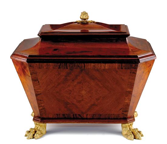 Appraisal: Georgian mahogany cellarette circa sarcophagus form with coffered top surmounted