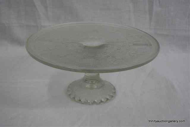 Appraisal: Vtg Jeannette Glass ''Harp'' Pedestal Cake PlateProduced by Jeannette Glass