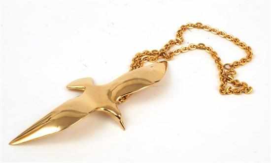 Appraisal: A PENDANT BY TORTOLANI Designed as a seagull in flight