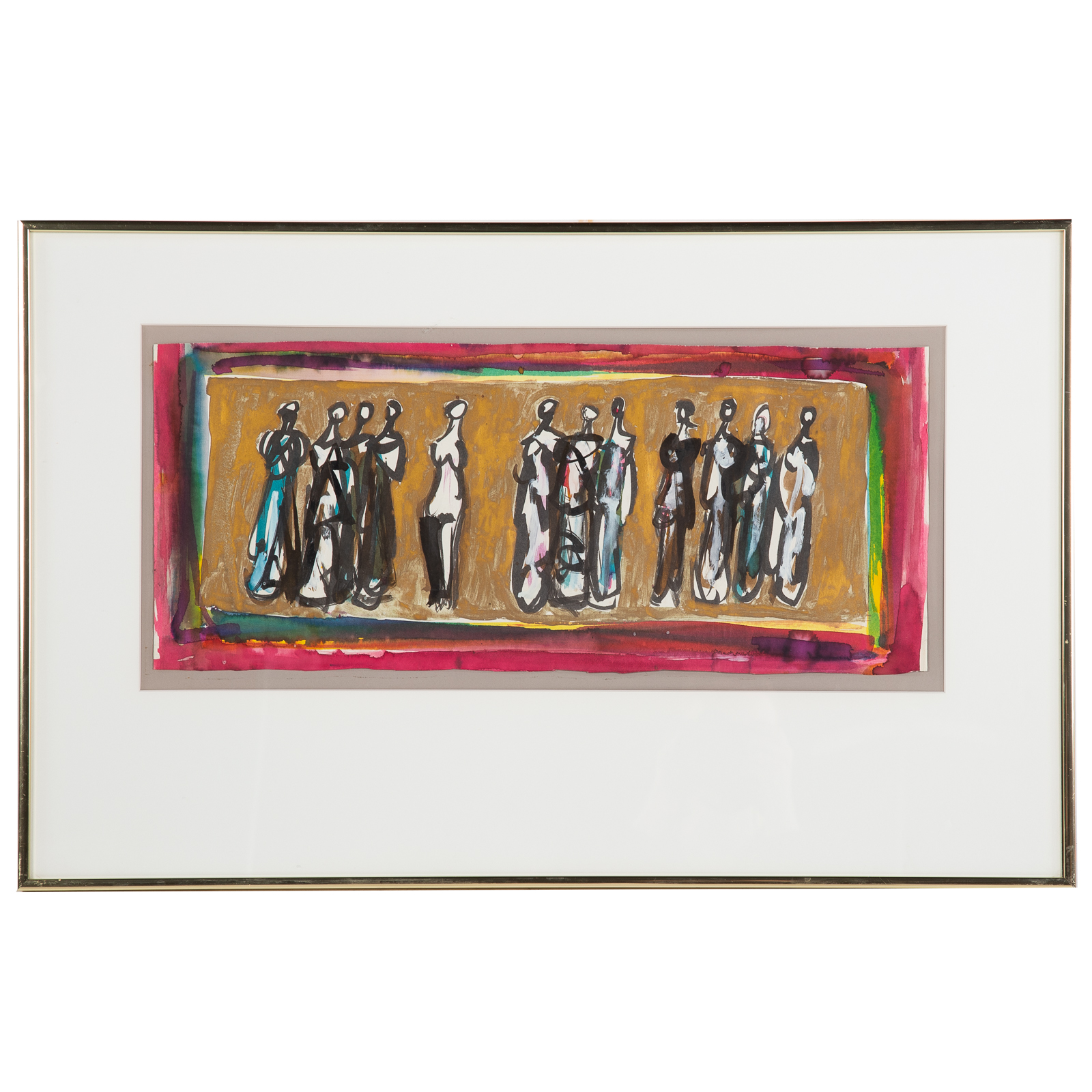 Appraisal: SCHMUEL RAAYONI PROCESSION MIXED MEDIA Israeli - Unsigned x in