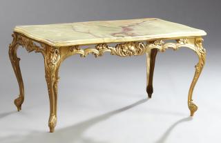 Appraisal: French Louis XV Style Gilt Bronze and Onyx Coffee Table