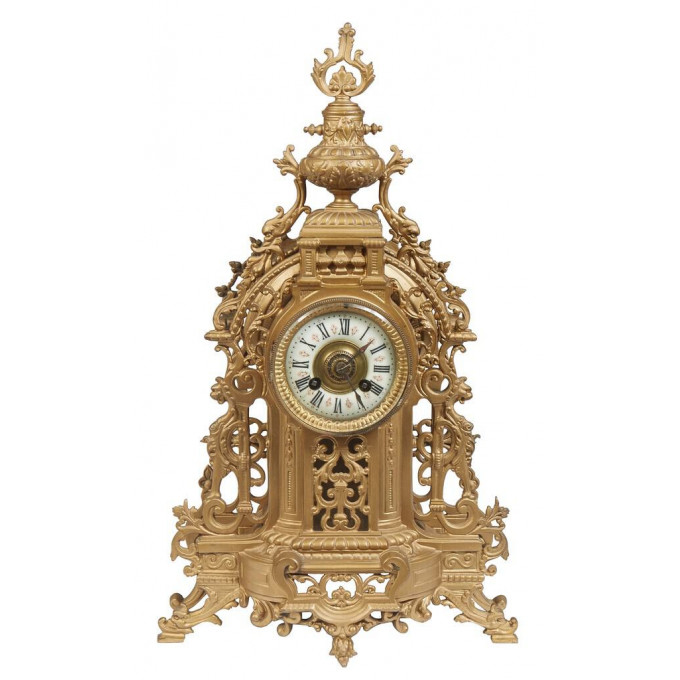 Appraisal: French Gilt Brass Mantel Clock th c with an urn