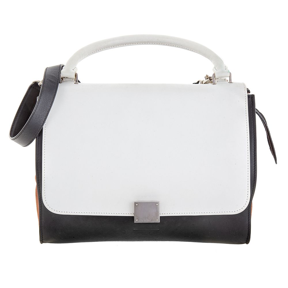 Appraisal: A Celine Triocolor Medium Trapeze Bag A white black and