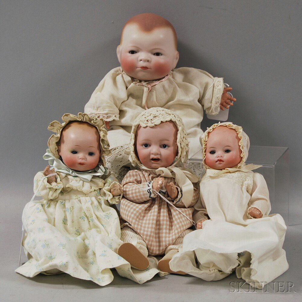 Appraisal: Four Bisque Head Baby Dolls Germany two small closed mouth