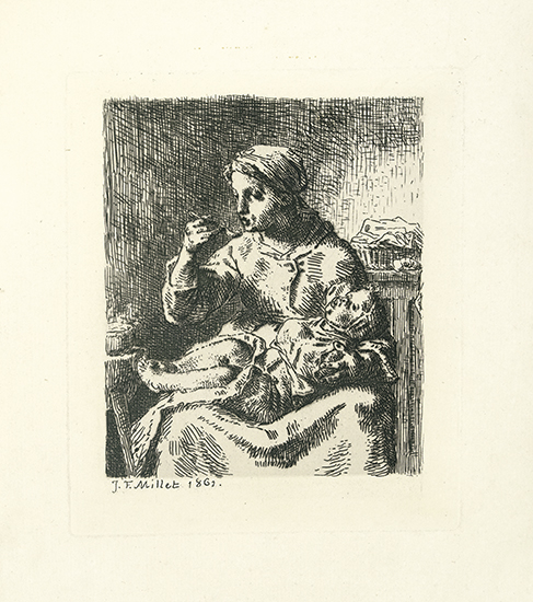 Appraisal: JEAN-FRAN OIS MILLET La Bouillie Etching printed in black on