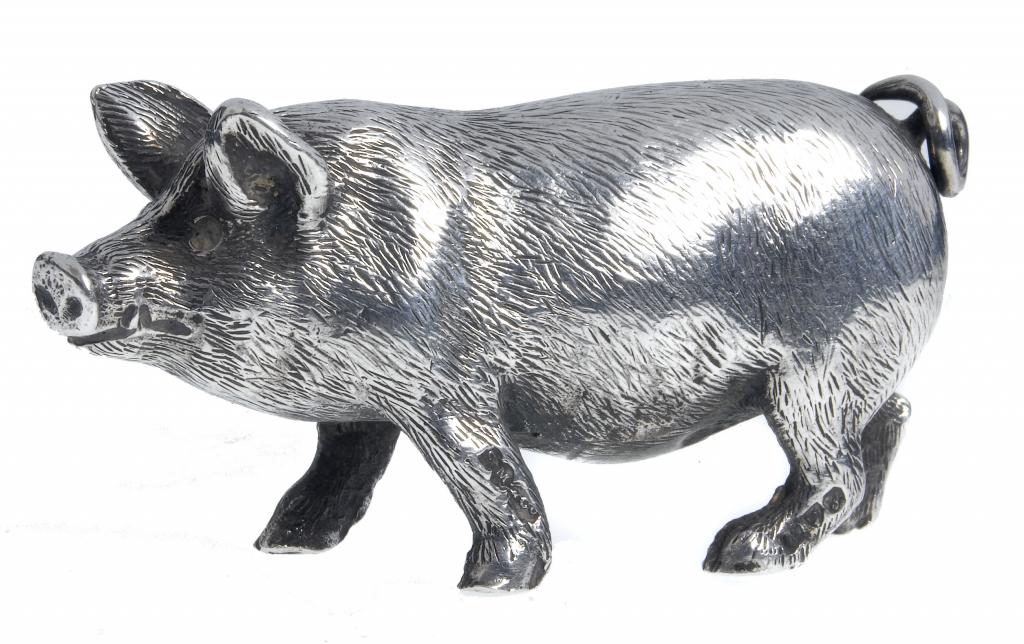 Appraisal: SAMPSON MORDAN AN EDWARD VII SILVER MODEL OF A PIG