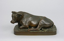 Appraisal: Recumbent Bronze Cow ca th Century Artist signed on base