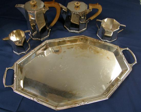 Appraisal: Old Sheffield plate five piece tea service comprising shaped rectangular