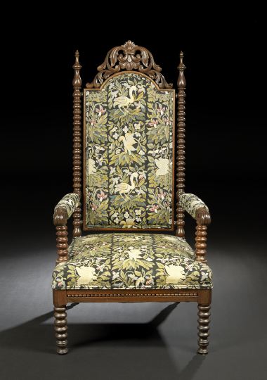 Appraisal: American Elizabethan Revival Rosewood Armchair mid- th century Baltimore Maryland