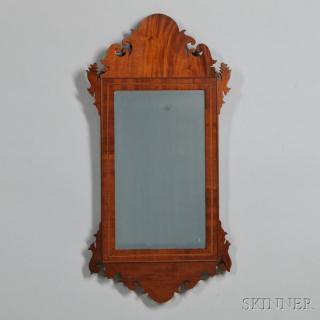 Appraisal: Inlaid Mahogany Mirror possibly New England c - with scrolled