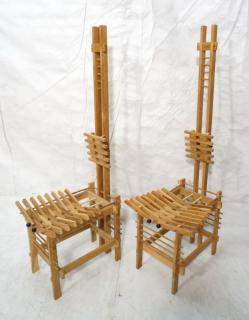 Appraisal: Pr RENE MACINTOSH inspired Tall Back Wood Chairs Dowel and