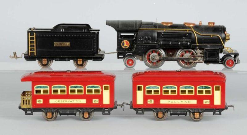 Appraisal: Lionel O-Gauge E Passenger Train Set Description Pre-war Tin-plate Includes