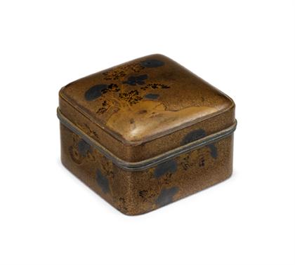 Appraisal: Japanese lacquer kogo muromachi period Of square flush-fitting cover and