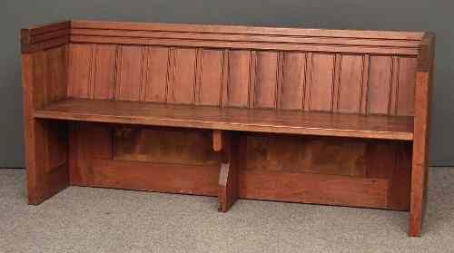 Appraisal: A panelled pitch pine pew ins wide x ins deep