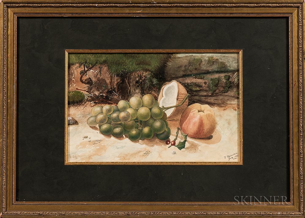 Appraisal: Thomas Ramsden British fl - Still Life with Grapes Apple