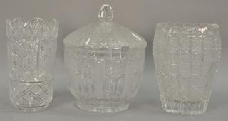 Appraisal: Three large cut glass pieces including a large covered tureen