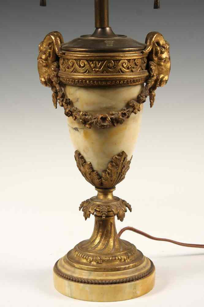 Appraisal: ALABASTER LAMP - Alabaster and Gilt Bronze Electric Table Lamp