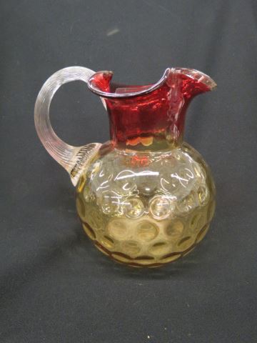 Appraisal: Amberina Art Glass Pitcher coin spot decor New England Glass