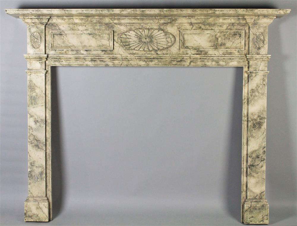 Appraisal: FAUX PAINTED DECORATED FIREPLACE MANTEL having a rectangular molded top