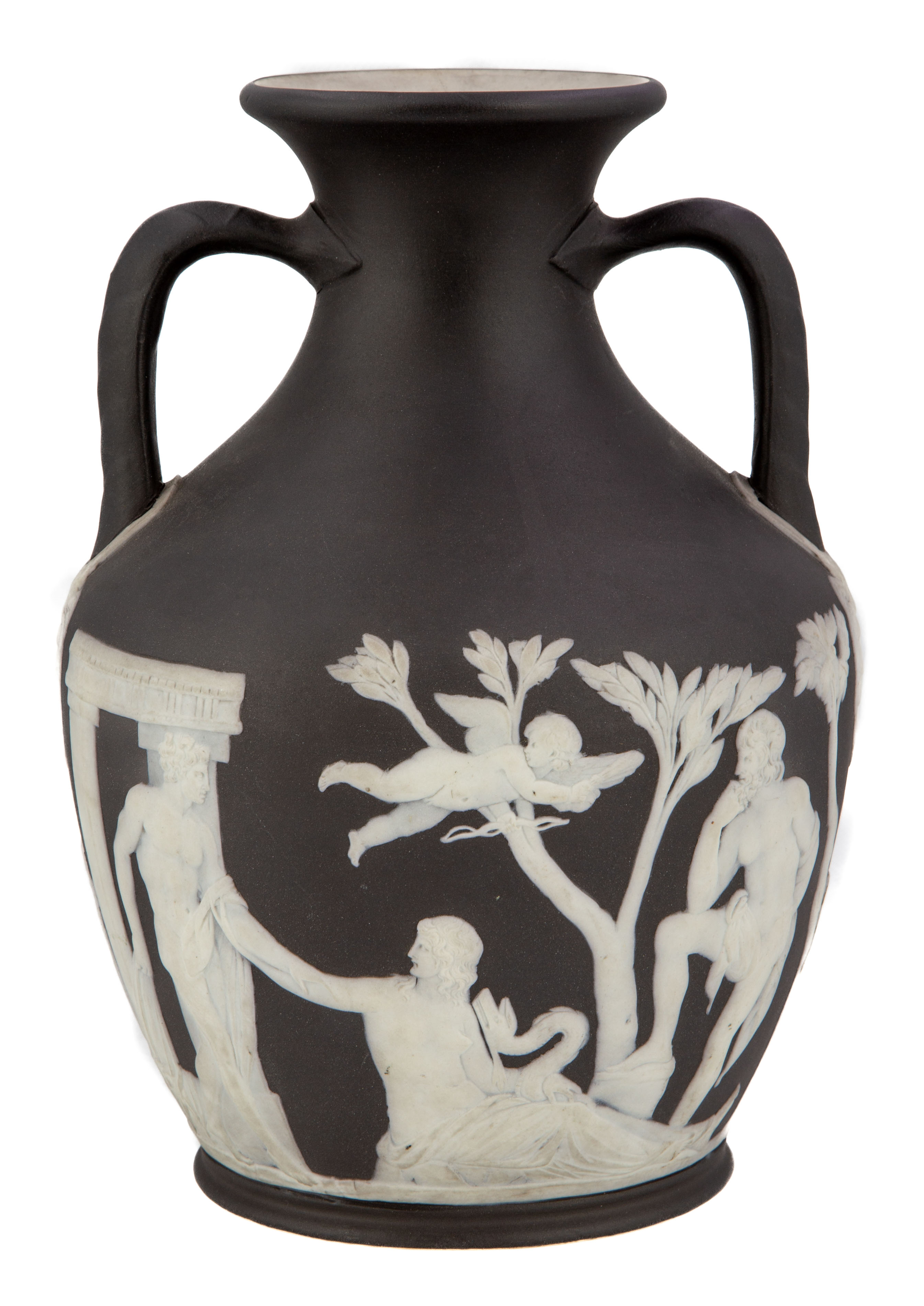 Appraisal: WEDGWOOD PORTLAND VASE Black basalt ware with white relief decoration