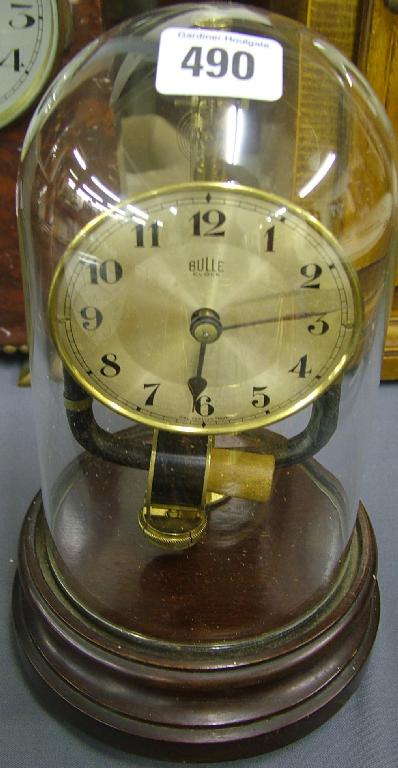 Appraisal: Bulle electric clock the silvered dial under a glass dome