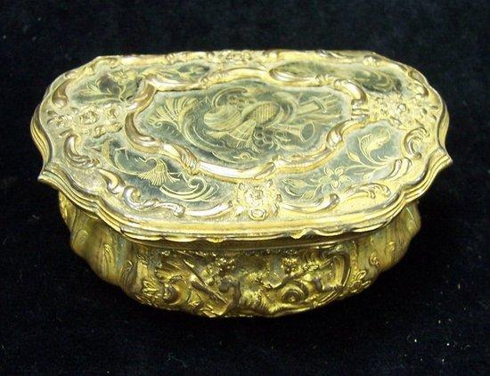 Appraisal: A th Century Continental gilt metal box of shaped outline