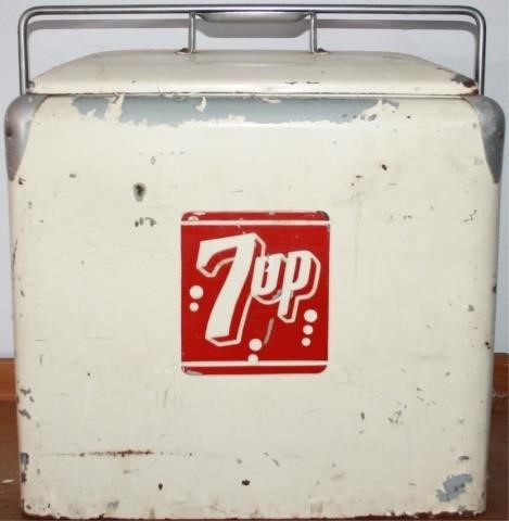 Appraisal: VINTAGE UP COOLER WITH CHROME CORNERS ANDORIGINAL GALVANIZED TRAY INSIDE