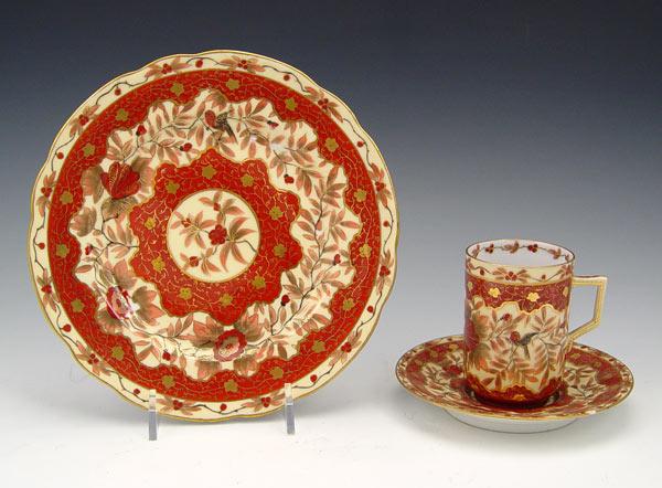 Appraisal: HAND PAINTED AUSTRIAN PORCELAIN COFFEE AND DESSERT SET Rich iron