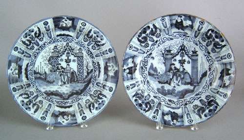 Appraisal: Pair of Delft blue and white chargers th c with