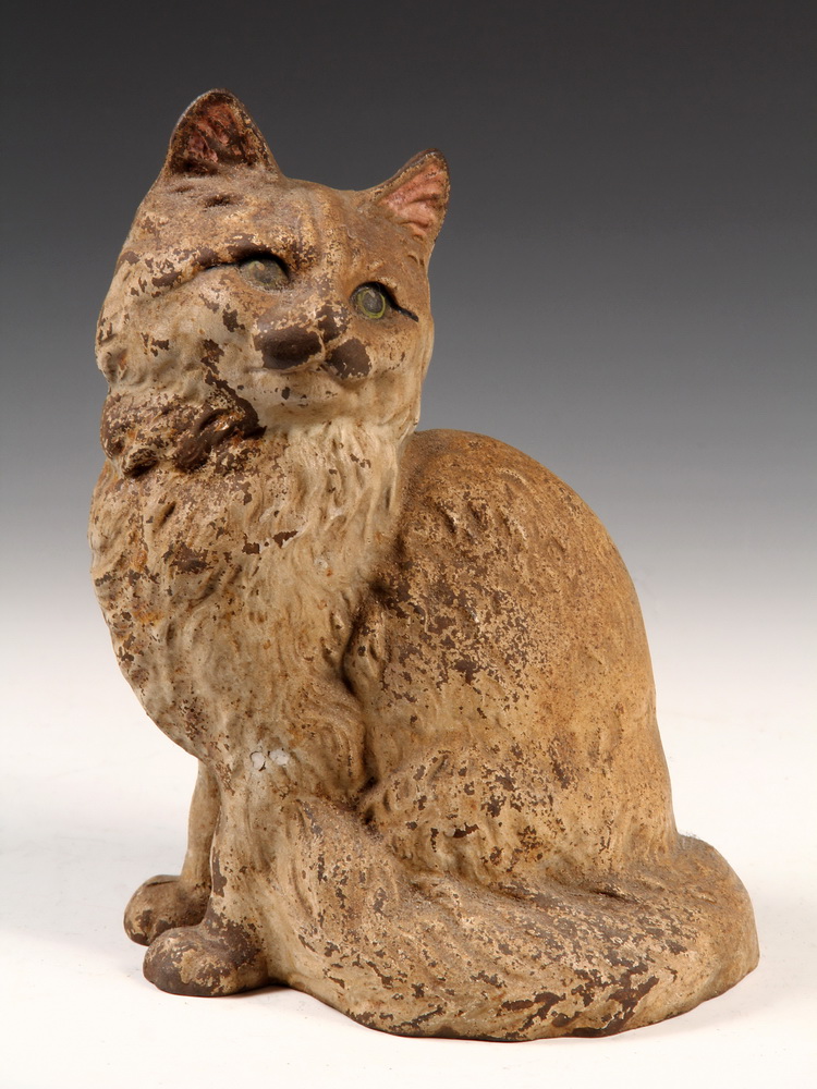 Appraisal: FIGURAL CAST IRON DOORSTOP - Fully Dimensional Realistic Seated Cat