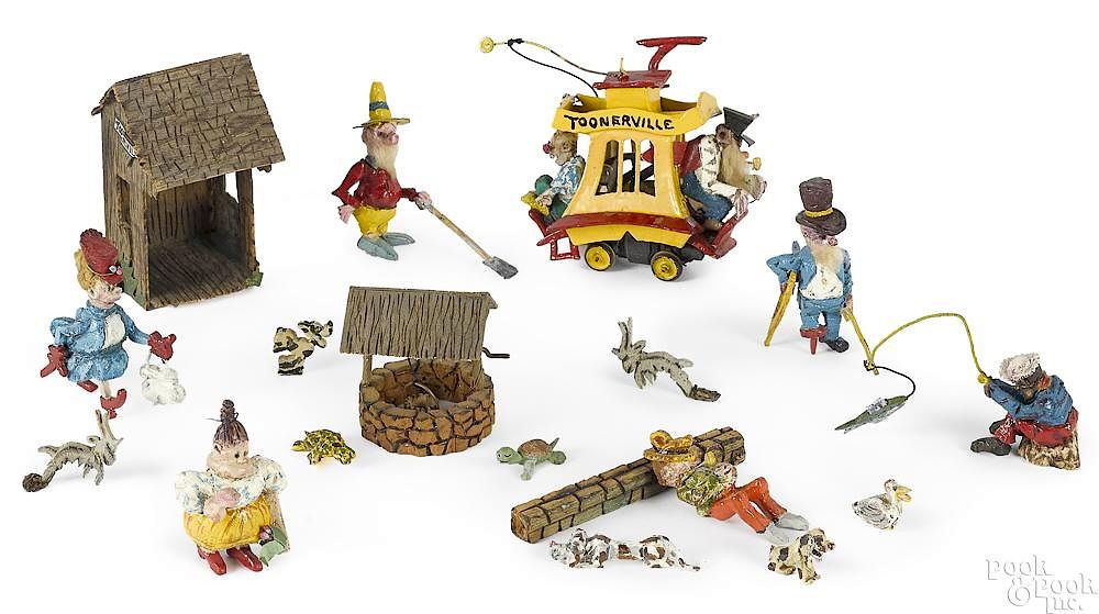 Appraisal: Handcrafted Toonerville Trolley character figures Handcrafted papier-m ch and composition