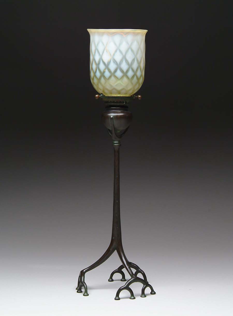 Appraisal: TIFFANY ROOT CANDLE LAMP Outstanding Tiffany root candlestick has rich