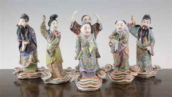 Appraisal: Six Chinese famille rose enamelled figures of immortals Republic period