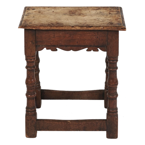 Appraisal: A Charles II oak joined stool th c the rails