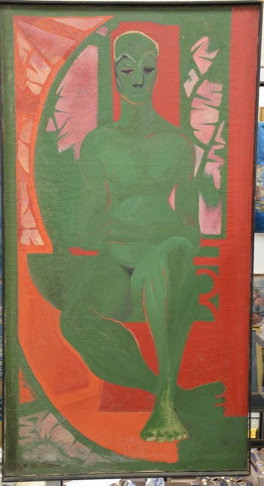 Appraisal: Alan Wood-Thomas - oil on canvas Dusk figure signed lower