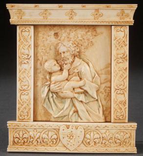 Appraisal: FRENCH CARVED IVORY ST JOSEPH TH CENTURY A VERY FINE