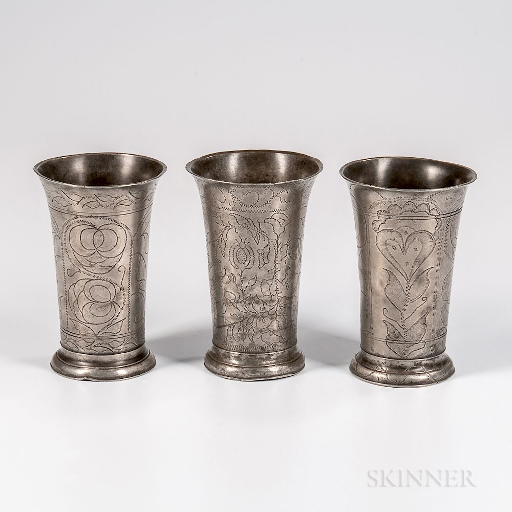 Appraisal: Three Early Dutch Beakers Three Early Dutch Beakers late th