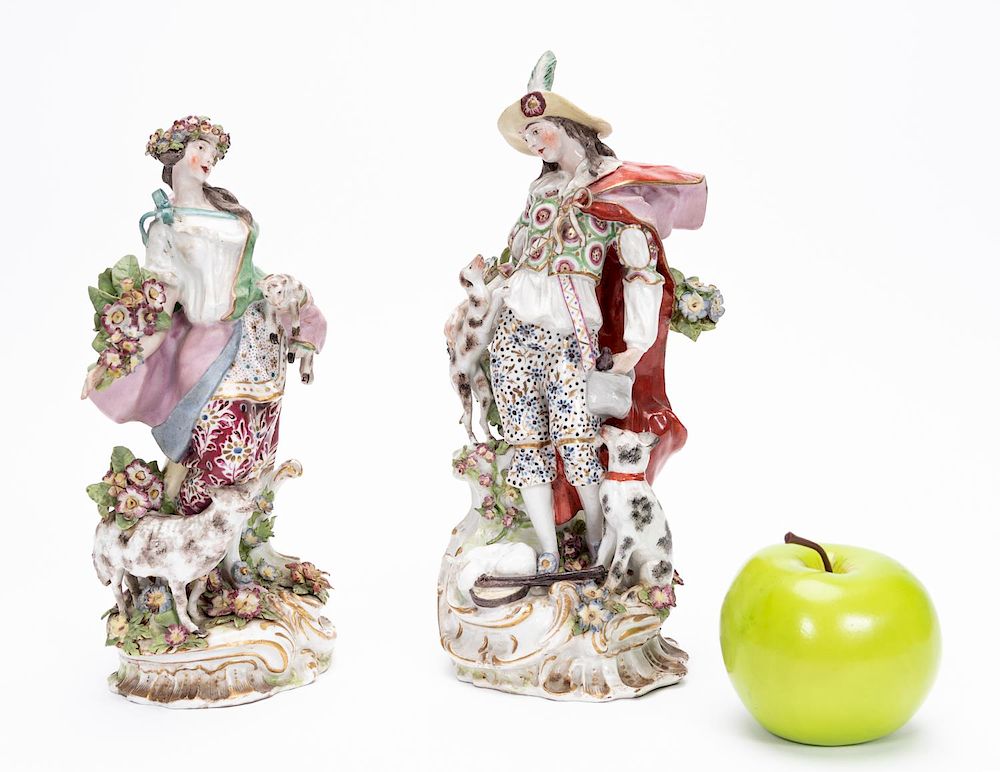 Appraisal: Pair English Chelsea Bow Type Porcelain Figures Late th to