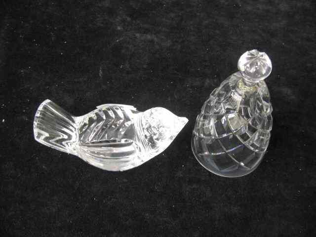 Appraisal: pcs Waterford Crystal bird paperweight and bell signed excellent