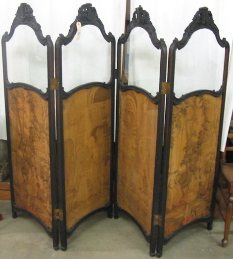 Appraisal: LOUIS XV STYLE FOUR-PANEL FLOOR SCREEN French th century Each