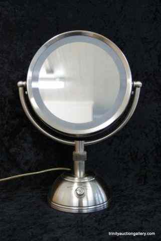 Appraisal: Stainless Steel Lighted Double Sided Makeup MirrorHas regular and a