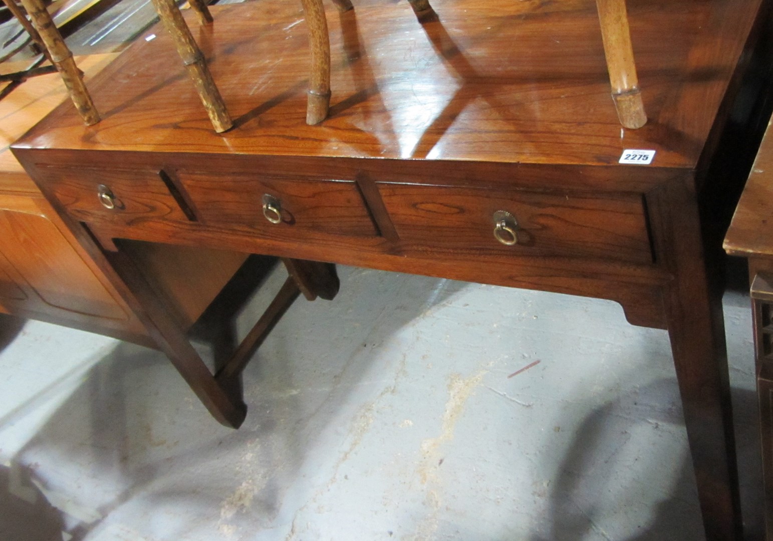 Appraisal: A th century Oriental hardwood side table