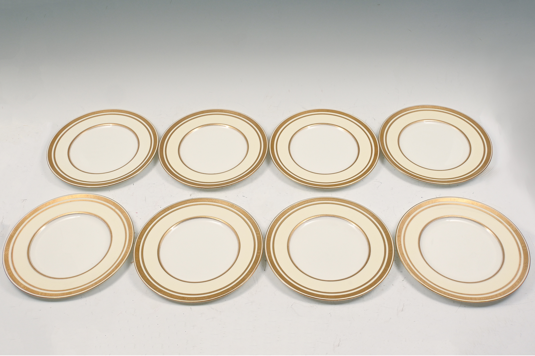 Appraisal: PC MINTON FOR TIFFANY CO DINNER PLATES Having Embossed Gold